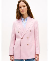 Tommy Hilfiger - Timeless Wool Blend Relaxed Double Breasted Blazer - Lyst