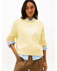 Tommy Hilfiger - Logo Embroidery Relaxed Cable Knit Jumper - Lyst