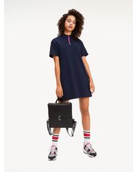 Tommy Hilfiger Jurk Met Contrasterende Rits - Blauw