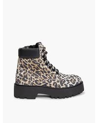Tommy Hilfiger - Tommy Jeans Archive Suede Cheetah Platform Lace Up Boots - Lyst
