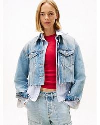 Tommy Hilfiger - Oversized Cropped Fit Jeansjacke Mit Rückenlogo - Lyst