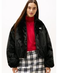 Tommy Hilfiger - Tommy Badge Faux Fur Bomber Jacket - Lyst