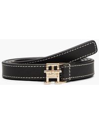 Tommy Hilfiger - Th Monogram Plaque Buckle Leather Belt - Lyst