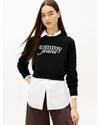 Tommy Hilfiger - Jersey Cropped De Chenilla Con Logo Bordado - Lyst