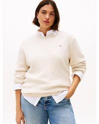 Tommy Hilfiger - Curve Fijngebreide Kabeltrui - Lyst