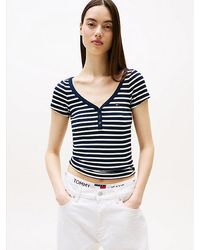Tommy Hilfiger - Camiseta De Punto Gofrado Con Cuello Henley - Lyst