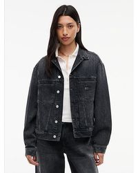 Tommy Hilfiger - Tommy Jeans Back Rhinestone Logo Slim Denim Trucker Jacket - Lyst
