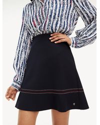 Tommy Hilfiger A-line Rok Met Contrasterend Stiksel - Blauw