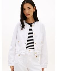 Tommy Hilfiger - Tone Button Collarless Denim Jacket - Lyst