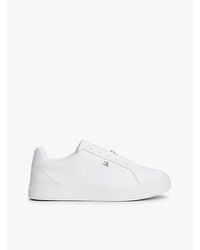 Tommy Hilfiger - Leren Court Sneaker Met Geëmailleerde Vlag - Lyst
