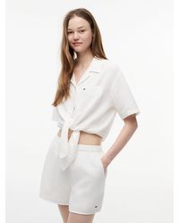 Tommy Hilfiger - Crinkle Tie Front Short Sleeve Shirt - Lyst