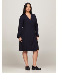 Tommy Hilfiger - Curve Fit And Flare Wrap Dress - Lyst