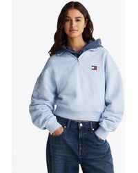 Tommy Hilfiger - Boxy Half-zip Cropped Sweatshirt - Lyst