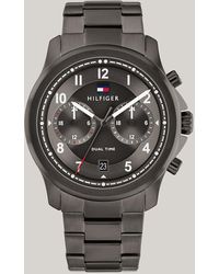 Tommy Hilfiger - Gunmetal Grey Dial Dual Time Watch - Lyst
