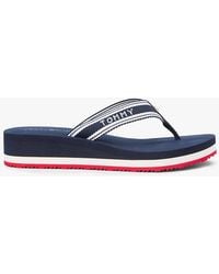 Tommy Hilfiger - Webbing Strap Signature Wedge Flip-Flops - Lyst
