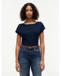 Tommy Hilfiger - Tone Button Boat Neck T-Shirt - Lyst