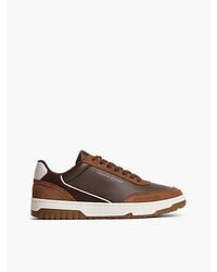 Tommy Hilfiger - Leather Mixed Texture Basketball Trainers - Lyst