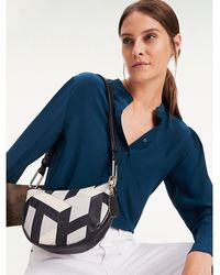 Tommy Hilfiger Leren Statement-tas Met Monogramdesign - Blauw