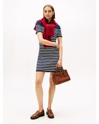 Tommy Hilfiger - Robe Pull Courte En Maille À Col Cheminée - Lyst