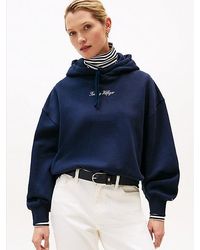 Tommy Hilfiger - Relaxed Fit Hoodie Met Getextureerd Logo - Lyst