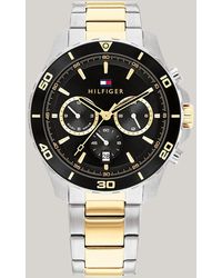 Tommy Hilfiger - Black Dial Two-tone Chain-link Strap Sports Watch - Lyst