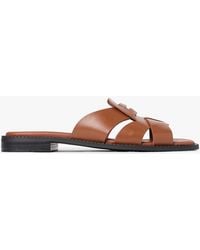 Tommy Hilfiger - Leather Crest Square Toe Sandals - Lyst