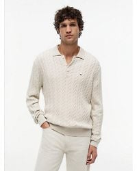 Tommy Hilfiger - Zopfstrick-Pullover Mit Polokragen - Lyst