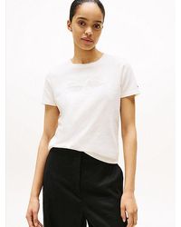 Tommy Hilfiger - Rundhals-T-Shirt Mit Aufgesticktem Logo - Lyst