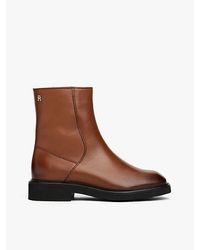 Tommy Hilfiger - Leren Enkellaars Met Vierkante Neus - Lyst