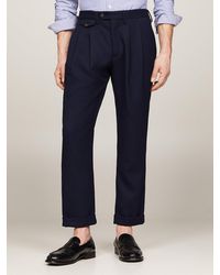 Tommy Hilfiger - Textured Pleated Regular Fit Trousers - Lyst