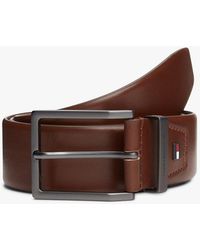 Tommy Hilfiger - Square Buckle Flag Plaque Leather Belt - Lyst