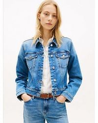 Tommy Hilfiger - Slim Fit Denim Jack Met Geborduurde Vlag - Lyst
