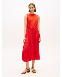 Tommy Hilfiger - Pleated Sleeveless Slim Midi Dress - Lyst