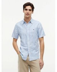 Tommy Hilfiger - Regular Linen Blend Bengal Stripe Short Sleeve Shirt - Lyst