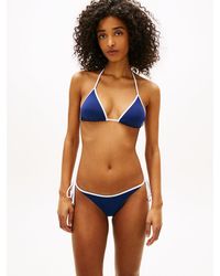 Tommy Hilfiger - Essential Contrast Trim Triangle Bikini Top - Lyst
