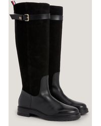Tommy Hilfiger - Essential Belt Detail Leather Knee-high Boots - Lyst