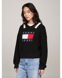 Tommy Hilfiger - Boxy Cropped Fit Pullover mit Flag-Badge - Lyst