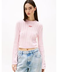 Tommy Hilfiger - Pull En Maille Torsadée À Col Ras-Du-Cou - Lyst