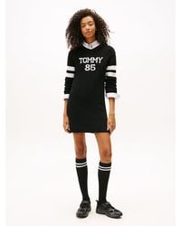 Tommy Hilfiger - Mini Robe Pull Col En V À Logo En Intarsia - Lyst