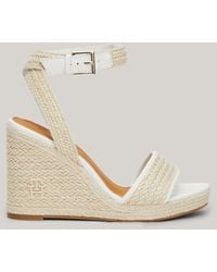 Tommy Hilfiger - Linen Th Monogram Rope High Wedge Sandals - Lyst