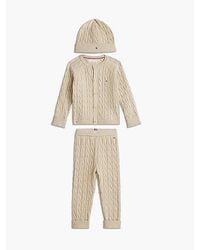 Tommy Hilfiger - Cable Knit Cardigan Trousers And Beanie Gift Set - Lyst