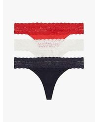 Tommy Hilfiger - Set Van 3 Tanga-Strings Met Kanten Logoband - Lyst
