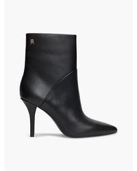 Tommy Hilfiger - Leather Pointed Toe Heeled Ankle Boots - Lyst