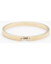 Tommy Hilfiger - Plated Stainless Steel Stripe Bangle - Lyst