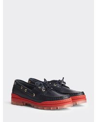 Tommy Hilfiger Sportieve Leren Bootschoen - Blauw