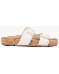 Tommy Hilfiger - Leather Double Strap Cork Sandals - Lyst