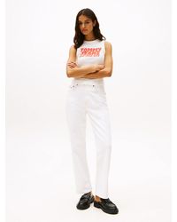 Tommy Hilfiger - Jeans Straight Fit Aderente A Vita Alta Bianchi - Lyst