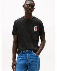 Tommy Hilfiger - T-Shirt Met Ronde Hals En Tropisch Logo - Lyst