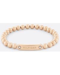 Tommy Hilfiger - Carnation Gold-plated Bead Logo Bracelet - Lyst