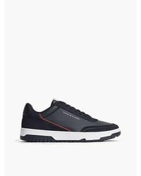 Tommy Hilfiger - Leather Mixed Texture Basketball Trainers - Lyst